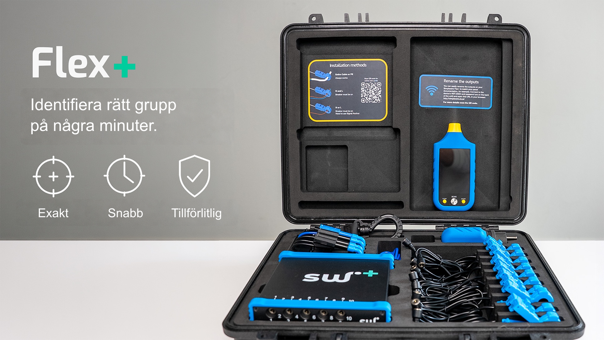 Simplewire Flex+ komplett kit med handhållen scanner, sändarenhet och signalklämmor