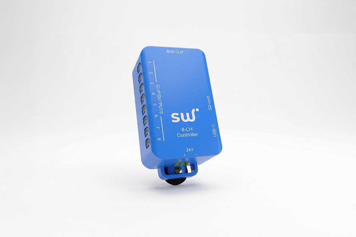 Simplewire Core 8-CH controller on a neutral background